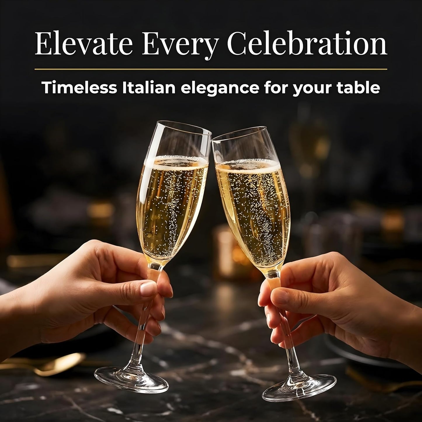 Italian Premium Champagne Flutes Set of 6 (170 ML) – Crystal Clear Elegant Long Stem Sparkling Wine Glasses for Champagne, Prosecco, Cocktails | Durable, Dishwasher Safe Luxury Drinkware